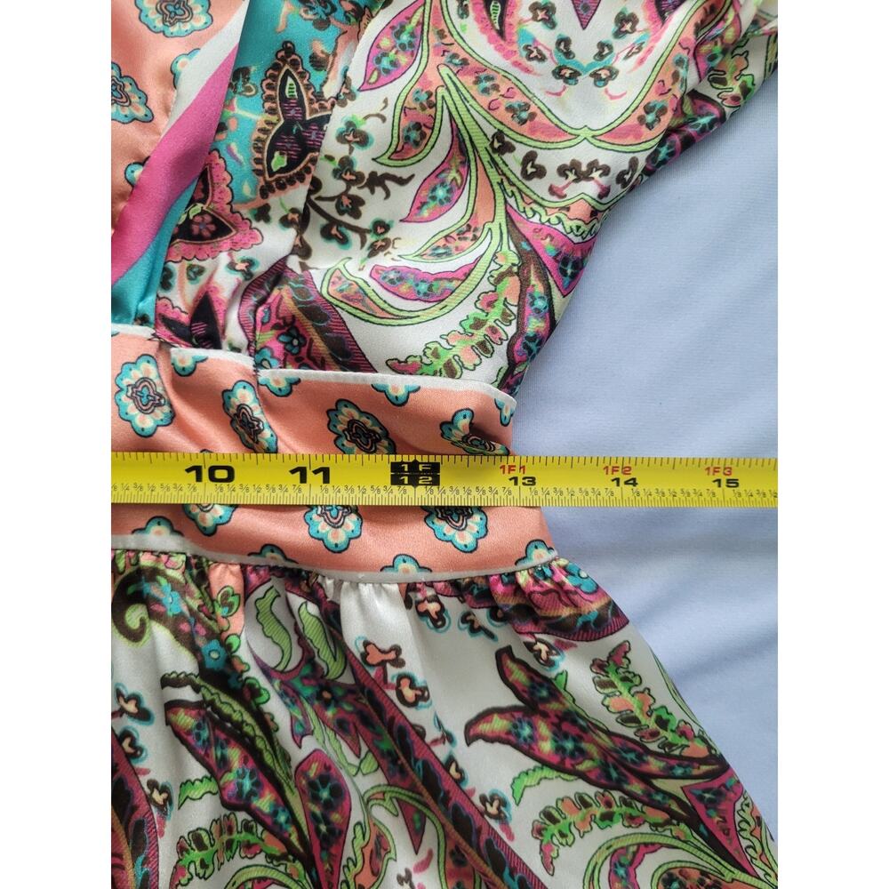 Vintage Y2k Babydoll Kimono Paisley Top Size S Bohemian Festival Hippie Colorful - Picture 6 of 8